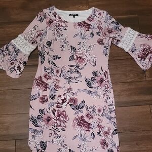 Glamour Pink Sheath Dress with Bell Sleeves